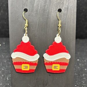 Santa Cupcake Earrings Christmas| Festive Holiday Treats | Gold Tone Accents ✨